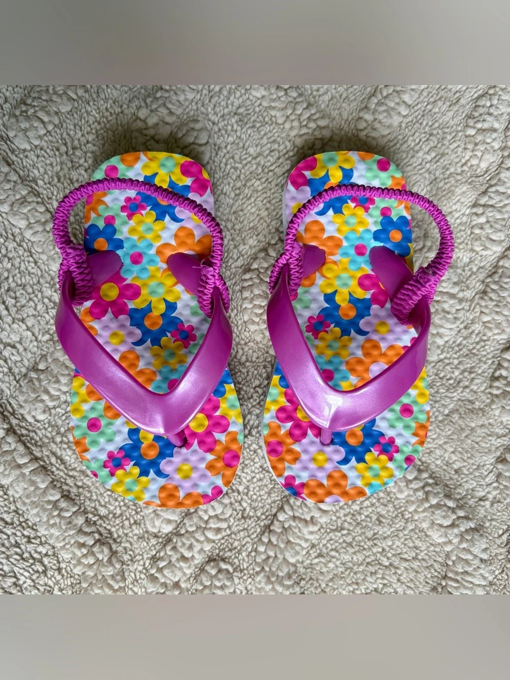 Girls Sandal Bundle - Floral Iridescent Summer Shoes With Ankle Straps, Size 5/6